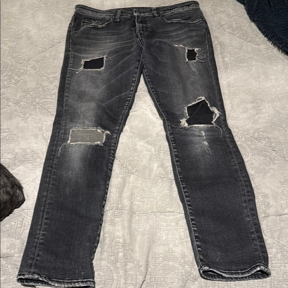Distressed Gray Jeans
